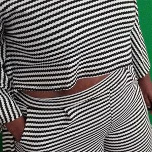 2 piece stripped fashion suite